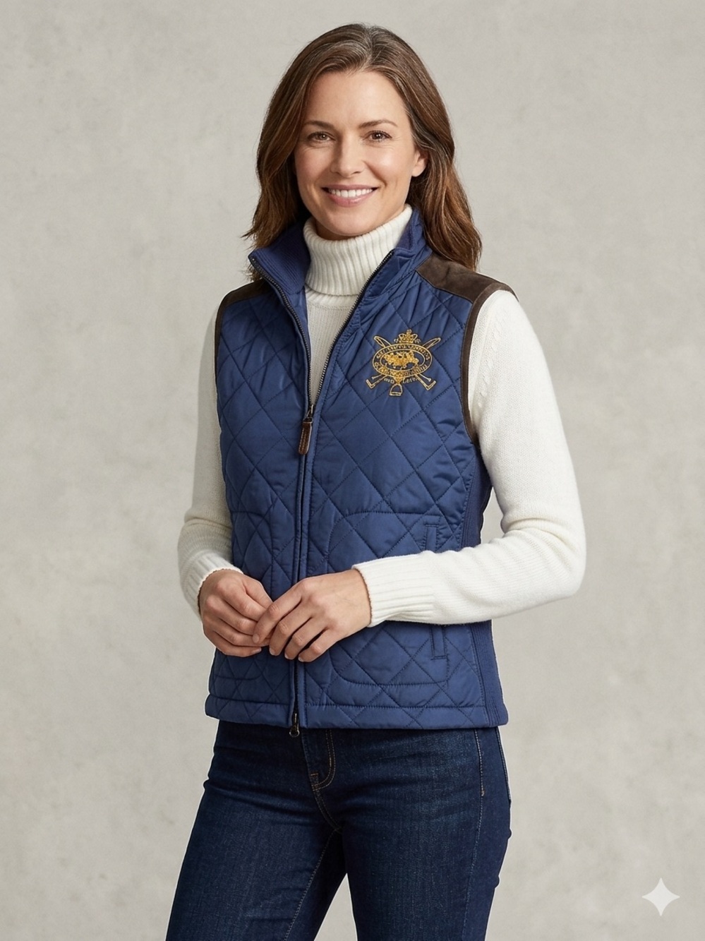 NEW Ralph Lauren Sport Navy Blue County Riders Jockey Club Quilted Puffer XL